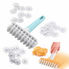 37pcs/set Kitchen Baking Tool Fondant Ribbon Cutter, 4 Different Gears Embosser Set Noodle Dough Cutter Pastry Tools for cake