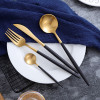 Luxury Dinnerware Set Stainless Steel Plating Gold Blue Black Knife Fork Tableware Cutlery White European Western Food Set 4pcs