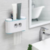 Automatic Toothpaste Dispenser Dust-proof Toothbrush Holder with Cups No Nail Wall Stand Shelf Bathroom Organizer Hand Free