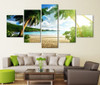 Canvas Prints Paintings Wall Art Posters 5 Pieces Beach Palm Tree Group Seascape Pictures For Living Room Home Decor Framework