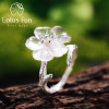 Lotus Fun 925 Sterling Silver Rings for Women Natural Handmade Fine Jewelry Flower in the Rain Open Engagement Ring for Female