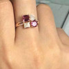Natural  tourmaline ring Natural gemstone ring S925 sterling silver ring trendy Elegant Square energy women gift Jewelry