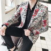 Rose flower Jacquard Blazer Men Pattern Suit Jacket Business Causal 2018 Men Slim Fit Blazers 2 Button Wedding Party Prom Blazer