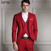 (Jackets+Vest+Pants) three 2018 New Men Suits groom wear Slim fit Custom Bridegroon Business Dress Wedding red Suits Blazer male