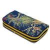 New Women Clutch Bag National Double-sided Peacock Embroidery Purse Canvas Long Wallet Two Zipper Mobile Phone Small Coin Bag