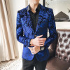 2 Button Blue Velvet Blazer Men Luxury Paisley Flower Pattern Fancy Blazer Men 2018 Terno Masculino Plus Size 5xl Suit Jacket