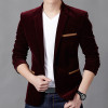 Mens Corduroy Blazers Notched Lapel Single Button Casual Blazers Velvet Men Suit Jacket Smart Casual Khaki / Wine Red / Black
