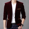Mens Corduroy Blazers Notched Lapel Single Button Casual Blazers Velvet Men Suit Jacket Smart Casual Khaki / Wine Red /  Black