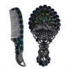 1 set Exquisite Retro peacock design makeup mirror maquillaje espejo Metal Portable mirror comb set Vintage Cosmetic mirror