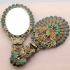 Russian makeup mirror Desktop Princess portable handle folding mirror Hand-held vintage butterfly imitation bronze mirror