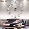 Fashion 3d big wall clock modern design home decor mirror wall watch stickers living room creative reloj de pared 