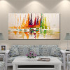 Canvas oil painting caudros decoracion Acrylic boat sailing abstract painting wall art picture for living room home decor quadro