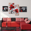 Noah Art Modular Pictures Hand Painted Abstract Oil Paintings on Canvas Red Orchids Flowers Painting for Living Room Decoration