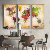 3 Panel Canvas Wall Art Abstract Oil Painting Watercolor World Map Canvas Pictures For Living Room Canvas Print Unframed BR0063