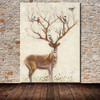 Mintura Hand Painted Wall Art Decoration Picture Modern Abstract Animal Oil Painting Deer Wall Canvas Pictures for Living Room