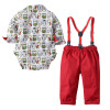 Baby Boys Wedding Romper Clothes Suit with Bow +Red Owl Belt Pants Kids Party Outfits 0-24M Infant Newborn Clothing Set