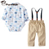 Printed baby boy clothes long sleeve cartoon pattern with bow and overalls for newborns clothes casual baby clothes