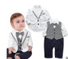 Toddler infant baby boy gentlemen wedding clothes set black bow tie long sleeve romper+jacket suit menino de roupas de bebe