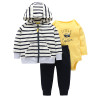 Clothing Set for Boy and Girl 3 pcs carter bebes Long Sleeve Bodysuit+Coat+Long Pants for winter Baby Set for 6m to 24m
