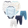 6 PCS /Lot Fashion Baby Clothing Sets Cotton Newborn Toddler Infant Long Sleeve Baby Rompers+ Baby Pants Baby Boys Girls Clothes