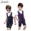 ActhInK New Boys Striped Vest Suit for Wedding Children Summer Formal Vest+Shorts Clothing Set for Baby Boys, Kids Costume, C306