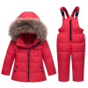 Winter Children's clothing Sets Warm baby boy Ski suits Snowsuits real Fur Girl's down Jackets Outerwear Coat+suspender jumpsui