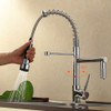 Chrome Finish Spring Kitchen Faucet Dual Spout Kitchen Sink Faucets Single Handle Deck Mounted Mixer Tap Hot and Cold Water