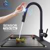 Stainless Steel Sensor Kitchen Faucets Black Touch Inductive Sensitive Faucet Mixer Tap Single Handle Dual Outlet Water Modes