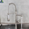 Brushed Nickel Spring Kitchen Faucet Swivel Side Sprayer Dual Spout Kitchen Mixer Tap Kitchen Sink Faucet 360 Rotation 