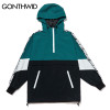 GONTHWID Patchwork Color Block Pullover Hooded Jackets 2017 Autumn Zipper Tracksuit Casual Jacket Coats Hip Hop Male Streetwear