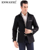 ENWAYEL Spring Autumn Jacket Men Slim Fit Trench Coat Mens Cotton Button Male Casual Outerwear Windbreaker Overcoat Jackets Coat