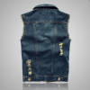 2024 Autumn Mens Denim Vest Coat Ripped Tassel Pocket Sleeveless Jean Jacket Men Casual Cowboy Vest Waistcoat Jackets PLus Size