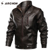 S.ARCHON New Military PU Leather Jacket Men Thick Bomber Tactical Army Pilot Jacket Casual Windproof  Outerwear Coat US Size