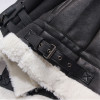 2018 Men Leather Jacket Suede Faux Lambswool Coats Outwear Thick Warm Motorcycle Clothing Parkas Buckle Fashion