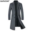 Man Wool Jacket Extra Long High Quality Formal Business Grey Single Breasted Button Male Trench Pockets Overcoat Men Woolen Coat