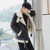 Harajuku Thick Warm Oblique Zipper Unique Designer Mens Suede Jackets Coat With Fur Lining Winter Leather Jacket Men Plus Velvet