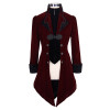 New Steampunk Goth Men Long Fashion Runway Style Coat Men's Neutral Slim Chinese Style Gothic Velveteen Trench Coat