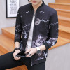 men 2018 casual jacket men's spring autumn trend handsome Coat Slim printing clothes JN7