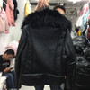 Real Fox Fur collar Leater jacket coat Women Autumn winter leather jackets outwear