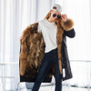 MAOMAOKONG plus size winter natural raccoon parkas black raccoon fur lining X long jacket coat 