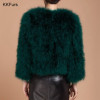 JKKFURS 2018 New Women Coat Real Ostrich Feather Top Quality AA Lady Genuine Turkey Fur Jacket Retail / Wholesale S1003
