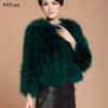 JKKFURS 2018 New Women Coat Real Ostrich Feather Top Quality AA Lady Genuine Turkey Fur Jacket Retail / Wholesale S1003