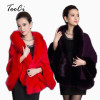 Fashion Women Faux Fur Coat Leather Grass Fox Fur Collar Ponchos And Capes Bridal Wedding Dress Shawl Cape Lady Wool Fur Coat