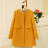 Women Autumn Winter Wool Blend Outerwear Warm Long  Slim Fit O Neck Coats Pockets Female Plus Size Woolen Blends Overcoat