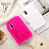  KISSCASE Real Rabbit Fur Case For iPhone X Luxury Winter Hairy Diamond Fluffy Cases For iPhone 8 8 Plus Bling Diamond Capinhas