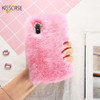  KISSCASE Real Rabbit Fur Case For iPhone X Luxury Winter Hairy Diamond Fluffy Cases For iPhone 8 8 Plus Bling Diamond Capinhas