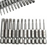 Drillpro 12Pcs Electric Tamper Torx Socket Screwdriver Bit Hand Tool Set 1/4 " 6.3mm (T5-T40)