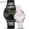 2018 OLEVS Brand Lover Watches Quartz Couple Watch Man and Ladies Genuine Leather Women Waterproof 30m Wristwatches montre homme