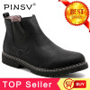 Plus Size 37-45 Chelsea Boots Men Winter Shoes Black Split Leather Boots Mens Footwear Warm Plush Fur Winter Boots For Men PINSV