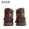 XPER Brand Fashion Leather Chelsea Boots Men Winter Autumn Shoes Retro Fur Zipper Ankle Boots Plus Size Waterproof #XHY12506BR